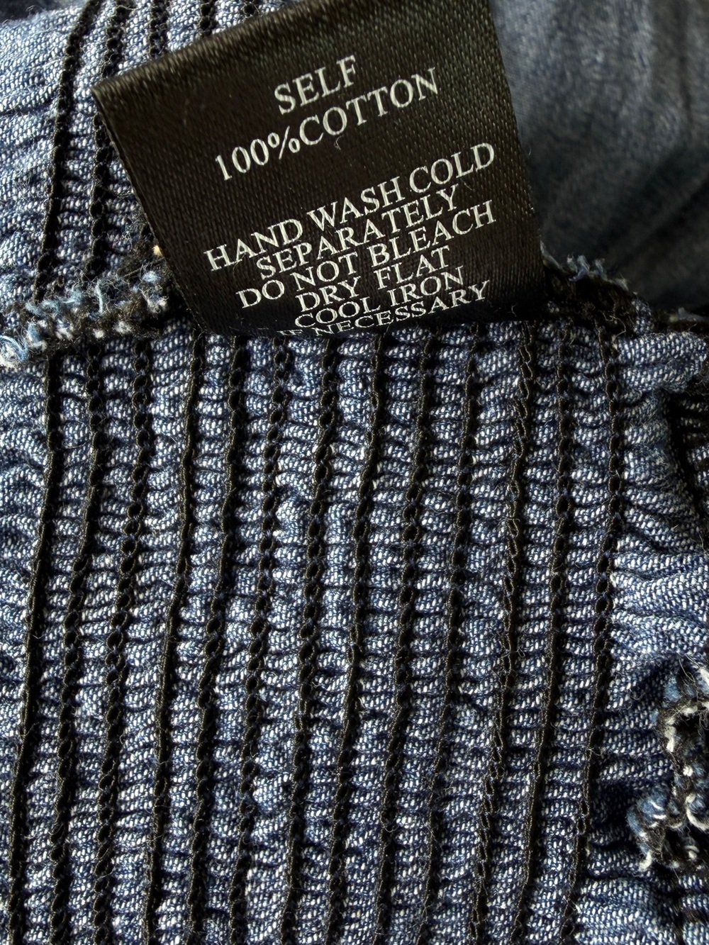 Indigo & Lace Chambray Smocked Wide Leg Jumpsuit Boho Cottagecore Pockets Medium - Picture 9 of 9